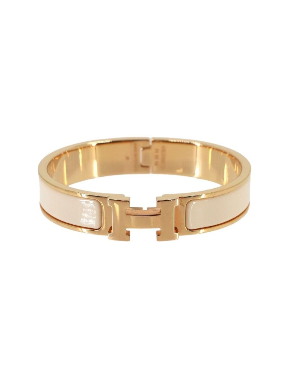 Hermes Clic H PM Bangle Beige Rose Gold Bracelet